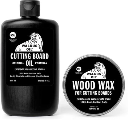 - Cutting Board Oil and Wood Wax Set. for Cutting Boards, Butcher Blocks, Wooden Spoons, and Bowls. 100% Food-Contact Safe.